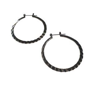 Textured Silver Tone Metal Hoop Earrings For Women Twisted Lightweight Classic